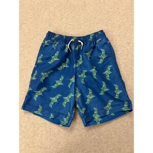 Hanna Anderson Swim Trunk Shorts Mens 12‎ 30" Mesh Lined Bird Printed Beach Blue
